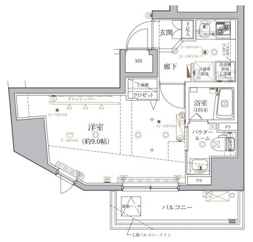 クレイシア文京春日 15階 間取り図