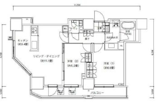 パークキューブ愛宕山タワー 1801 間取り図