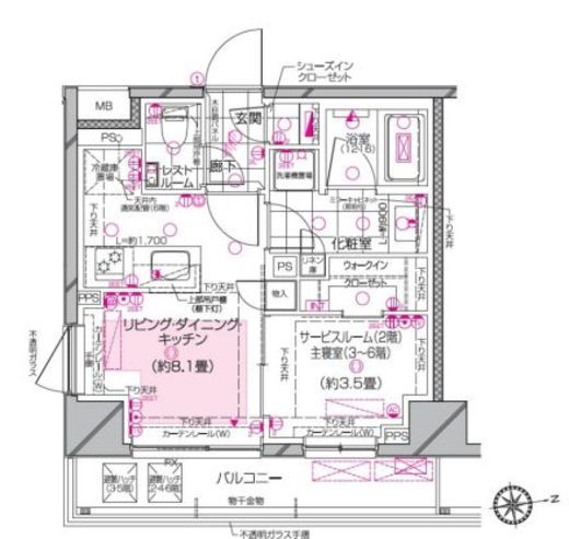 ピアース神楽坂レジデンス 3階 間取り図