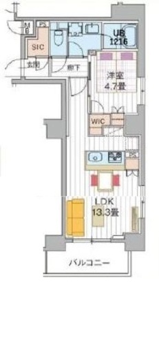 Alpha Prime日本橋EAST(アルファプライム日本橋イースト) 1003 間取り図
