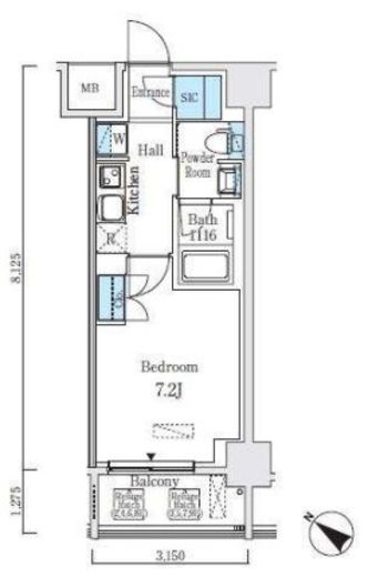 アジュールテラス日本橋浜町 204 間取り図