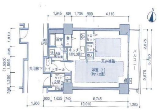 シティコート目黒 4-717 間取り図