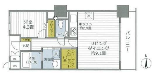 ムーンアイランドタワー 8階 間取り図
