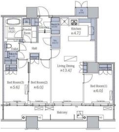 パークタワーグランスカイ 3階 間取り図