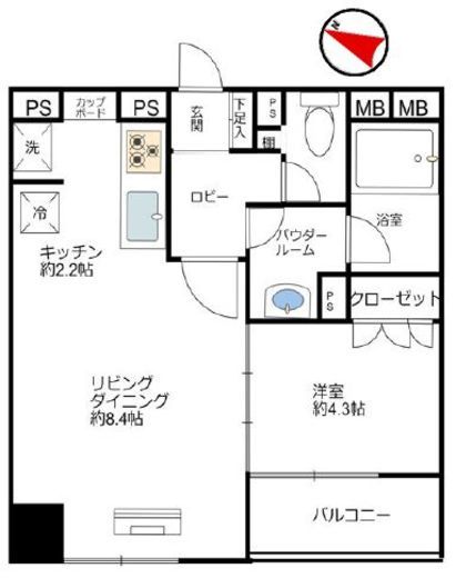 アクシア代々木 4階 間取り図
