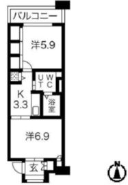 シティコート目黒 3-507 間取り図