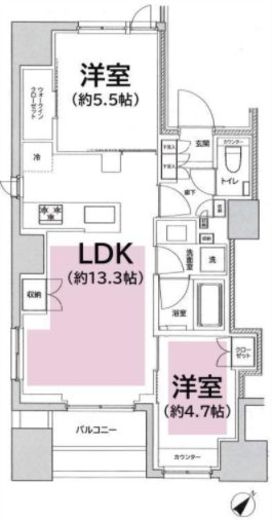 フレンシア築地 701 間取り図