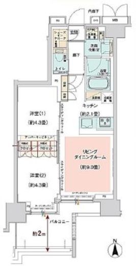 アジールコフレ中野坂上 11階 間取り図