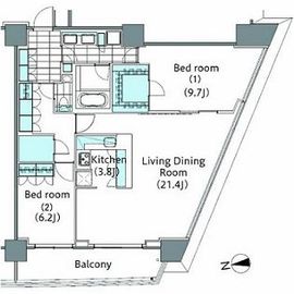 コンフォリア新宿イーストサイドタワー 2210 間取り図