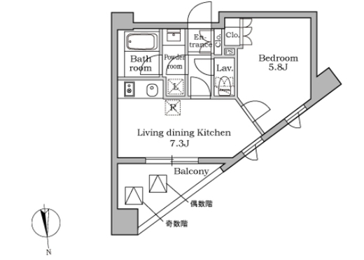 レジディア三軒茶屋 201 間取り図