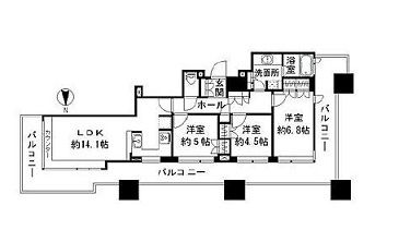東京パークタワー 13階 間取り図