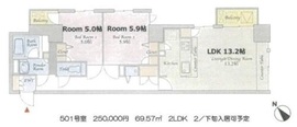 ムルーエ築地 501 間取り図