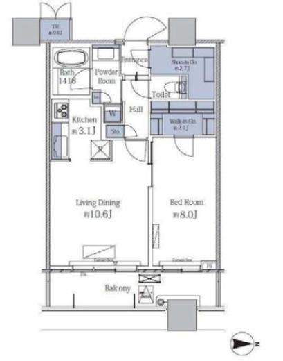 パークタワーグランスカイ 8階 間取り図