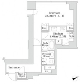プラウドタワー亀戸クロス 1409 間取り図