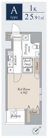 グランカーサ上野入谷 1303 間取り図