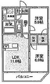 ベルドミール玉川 102 間取り図