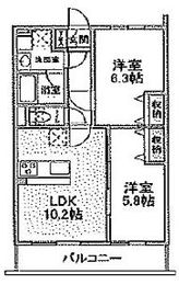 ベルドミール玉川 202 間取り図