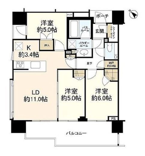 ミッドアベニュー中野 9階 間取り図
