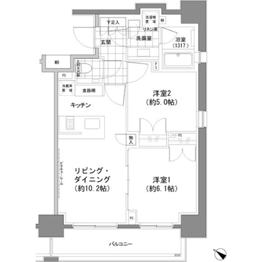 パークハビオ人形町 208 間取り図