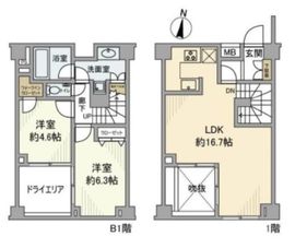 オープンレジデンス御殿山 1階 間取り図