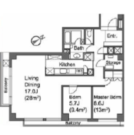 元麻布パークマンション 2階 間取り図