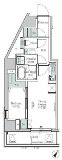 One ROOF Residence Kiba West 1001 間取り図
