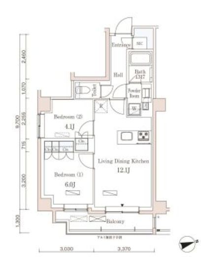 パークアクシス市谷左内町 401 間取り図