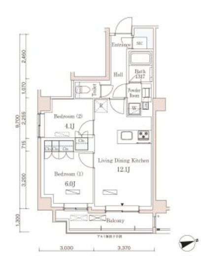 パークアクシス市谷左内町 301 間取り図