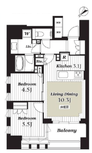プレミスト東銀座築地エッジコート 7階 間取り図