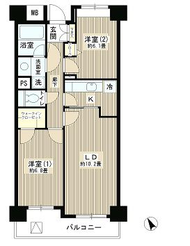 プライムアーバン目黒リバーフロント 1002 間取り図