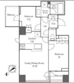 プラウドタワー高輪台 4階 間取り図