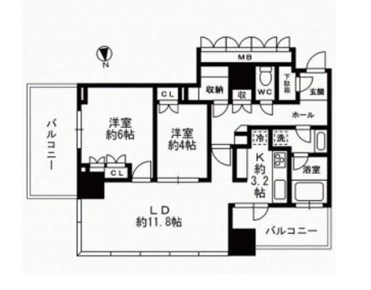 パークタワー目黒 14階 間取り図