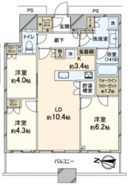 勝どきザ・タワー 19階 間取り図