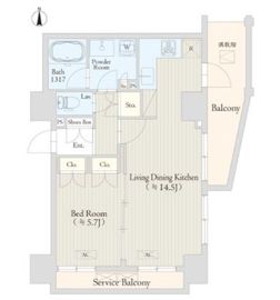 Keyaki Terrace恵比寿南 (ケヤキテラス恵比寿南) 202 間取り図