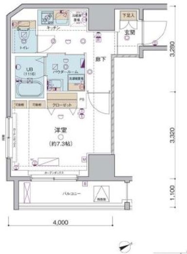 プレール・ドゥーク門前仲町3 4階 間取り図