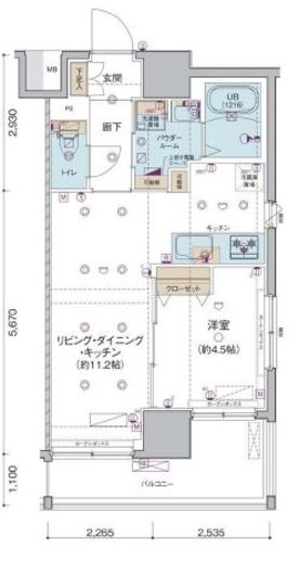 プレール・ドゥーク門前仲町3 2階 間取り図