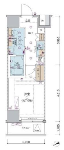 プレール・ドゥーク門前仲町3 9階 間取り図