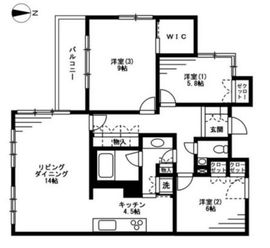 レジディア上目黒 104 間取り図