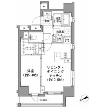 パークハビオ八丁堀 1104 間取り図