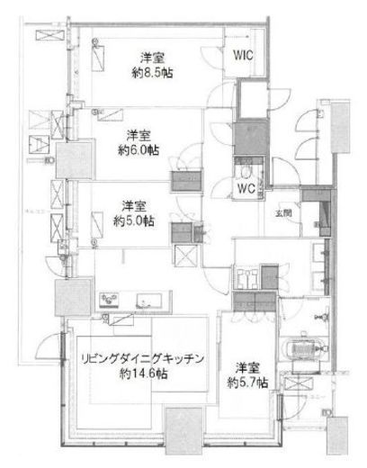 パークコート文京小石川ザ・タワー 33階 間取り図