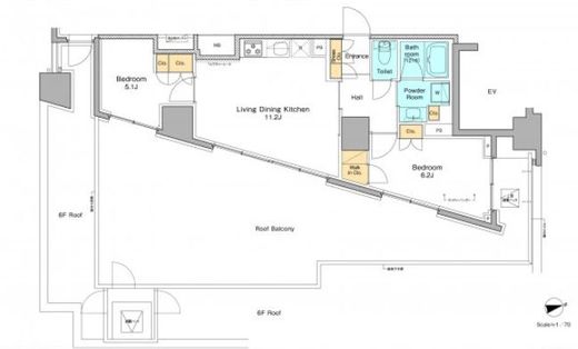 プラウドフラット西早稲田 608 間取り図
