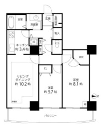 河田町ガーデン 2-407 間取り図