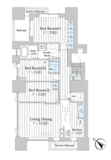 ザ・グランクラッセ日本橋イースト 12階 間取り図