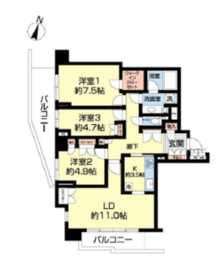 パークハウス楠郷臺 7階 間取り図