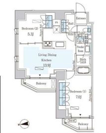 パークアクシス三番町 504 間取り図