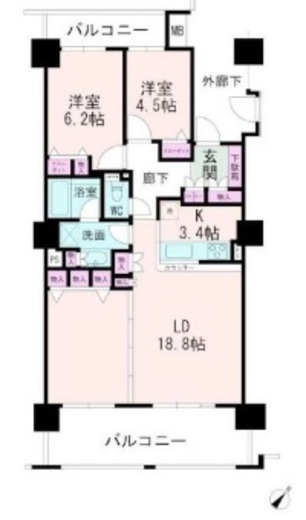 ヴィルヌーブタワー駒沢 15階 間取り図