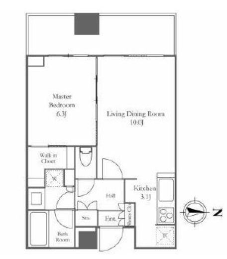 グランヴィスタ神田練塀町 1808 間取り図