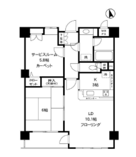 ライオンズマンション麻布十番南 4階 間取り図