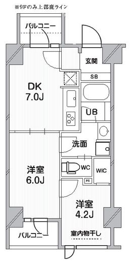 シーズンフラッツ錦糸町パークサイド 202 間取り図