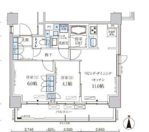 パークアクシス菊川ステーションゲート 508 間取り図